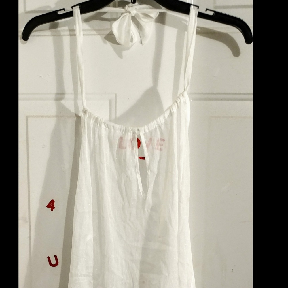 Tex by Max Azria Womens White Backless Sheer Top